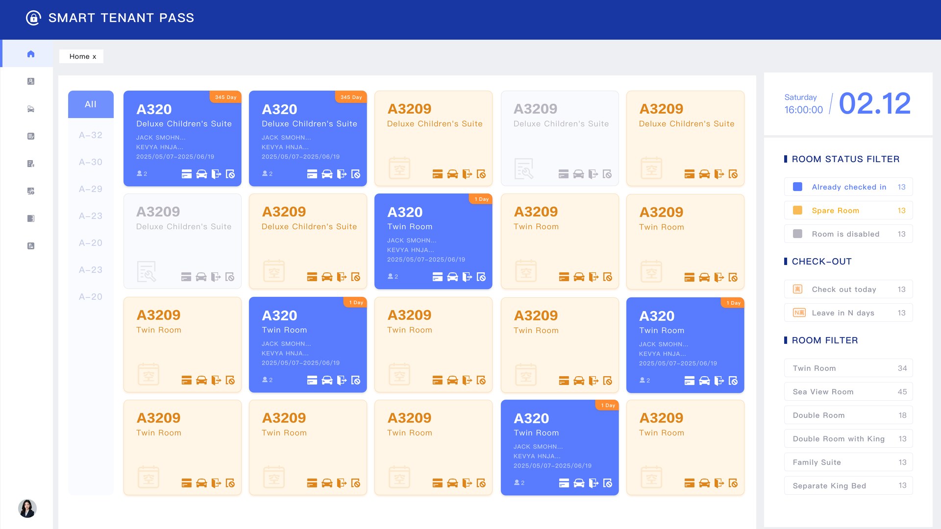 Room status dashboard